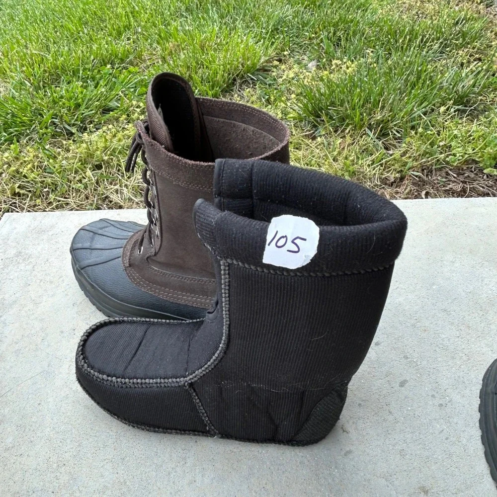 Totes Men's Boots Size 9 Medium brown Leather Insulated Winter Duck Snowking